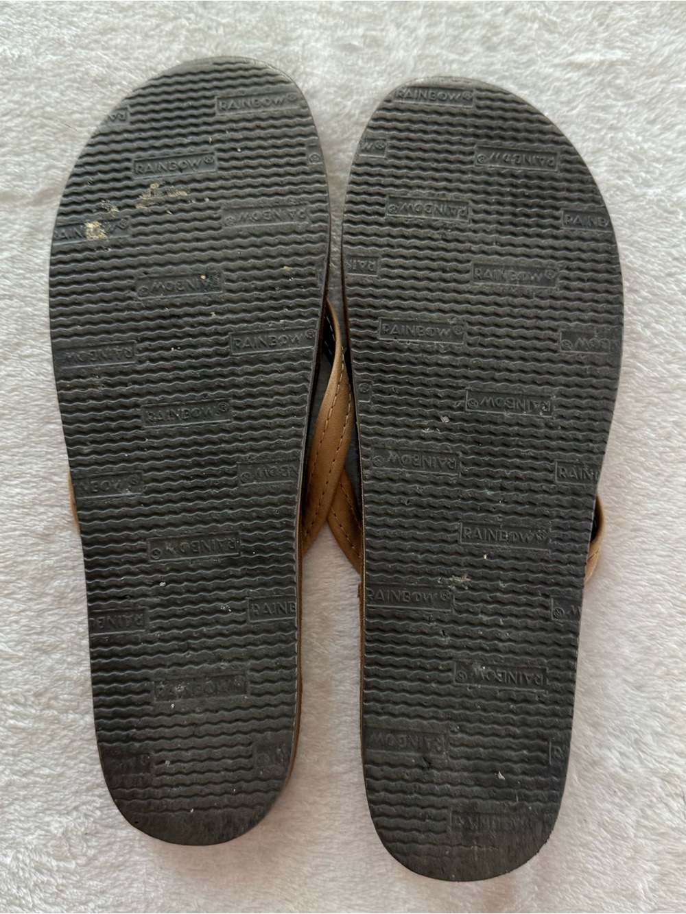 Rainbow Tan Leather-Style Women's Flip Flop Sandals - Picture 8 of 8